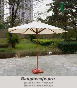 Ô dù chính tâm gỗ 3m màu trắng