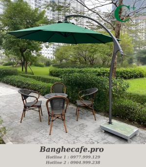 Ô dù lệch tâm tròn nhôm cong 3m màu xanh